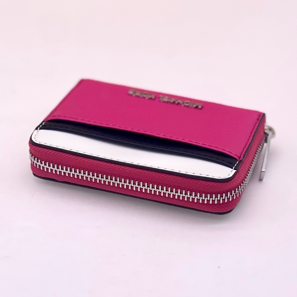 Michael Kors Jet Set Travel Card Case Zip Around Wallet Dragonfruit - Picture 8 of 12